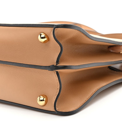 Fendi Vitello Seta Nappa Bi-Color Small Peekaboo I SEE U Satchel Miele Scuro Light Rose Ghianda 10 of 10