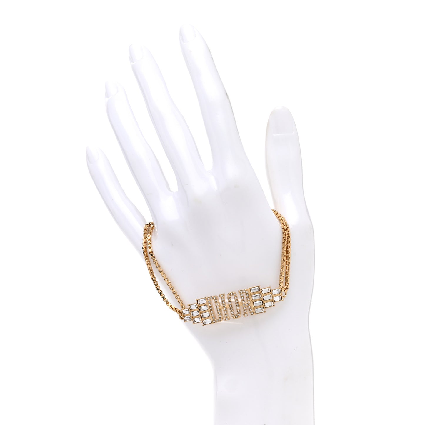 Crystal Metal Logo Bracelet Gold