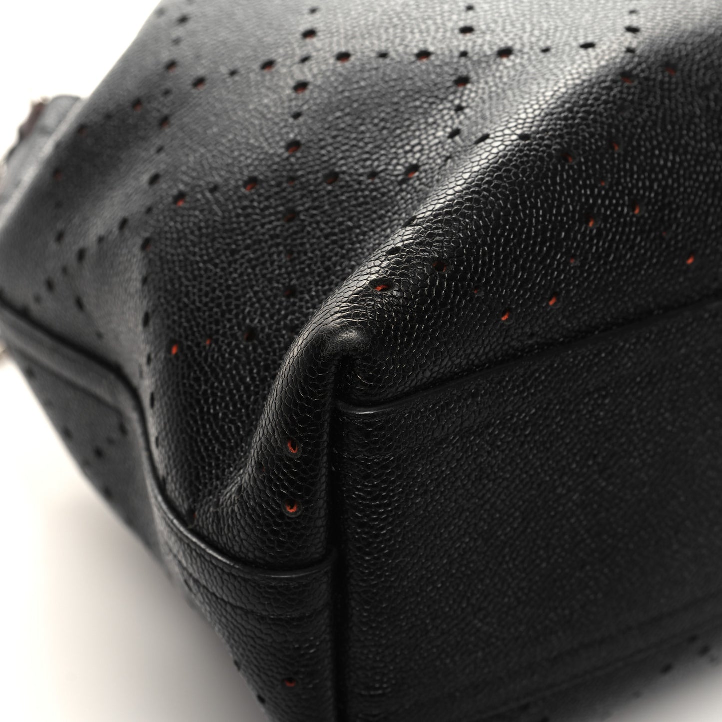 Caviar Perforated Drawstring CC Bag Black Orange