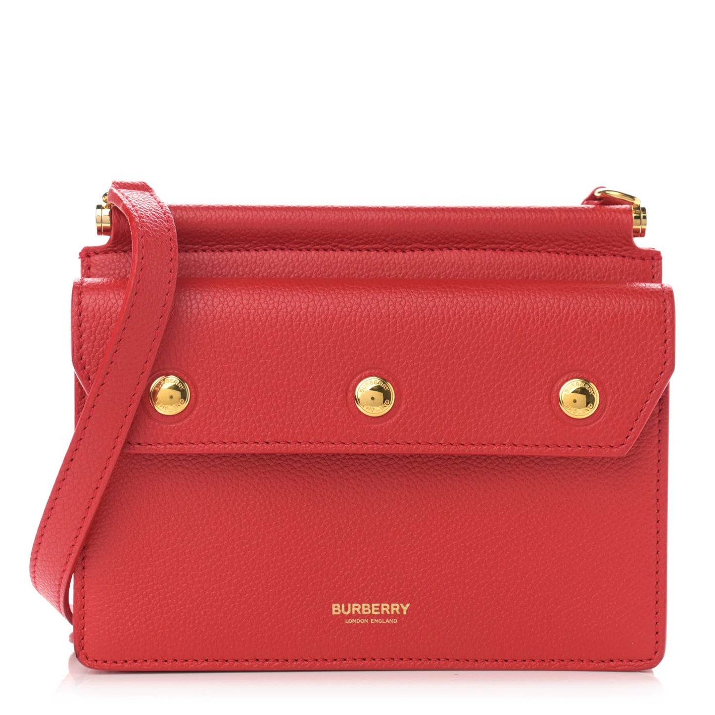 Grainy Calfskin Mini Title Bag with Pocket Detail Red