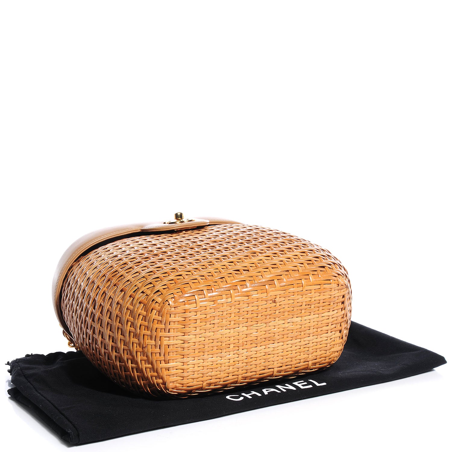 Chanel Lambskin Straw Basket Shoulder Bag Beige 4 of 10
