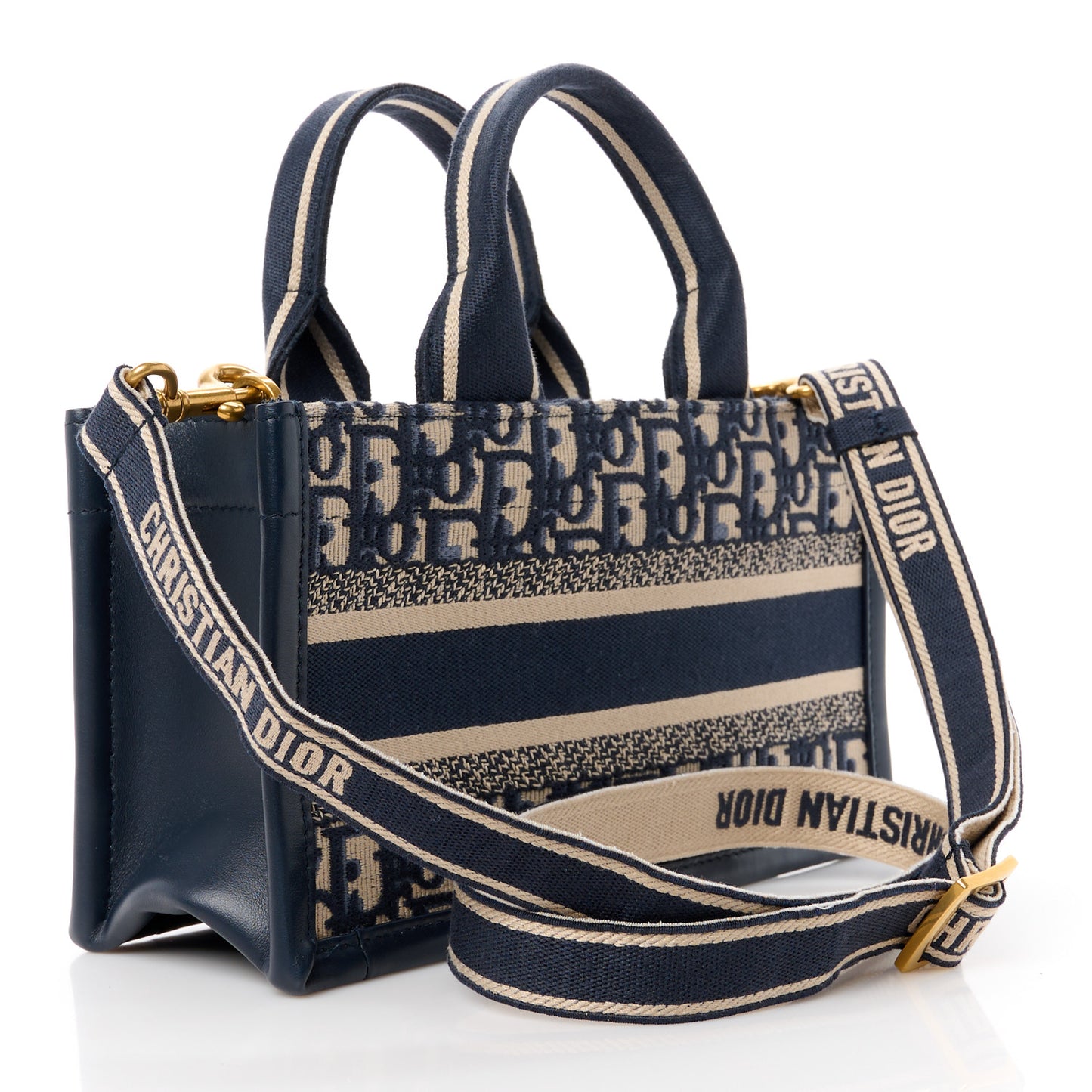 Oblique Calfskin East West Book Tote With Strap Blue Multicolor
