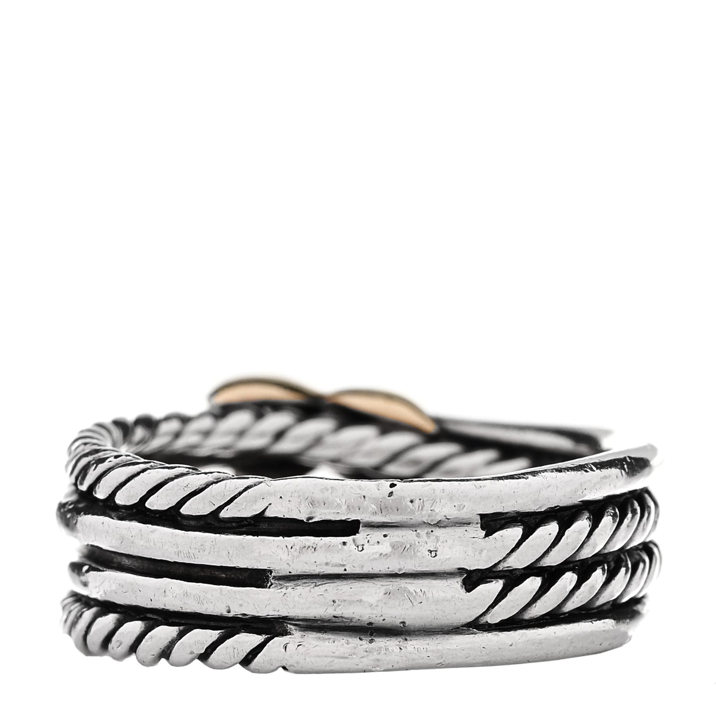 Sterling Silver 18K Yellow Gold 6mm X Crossover Ring 49 5