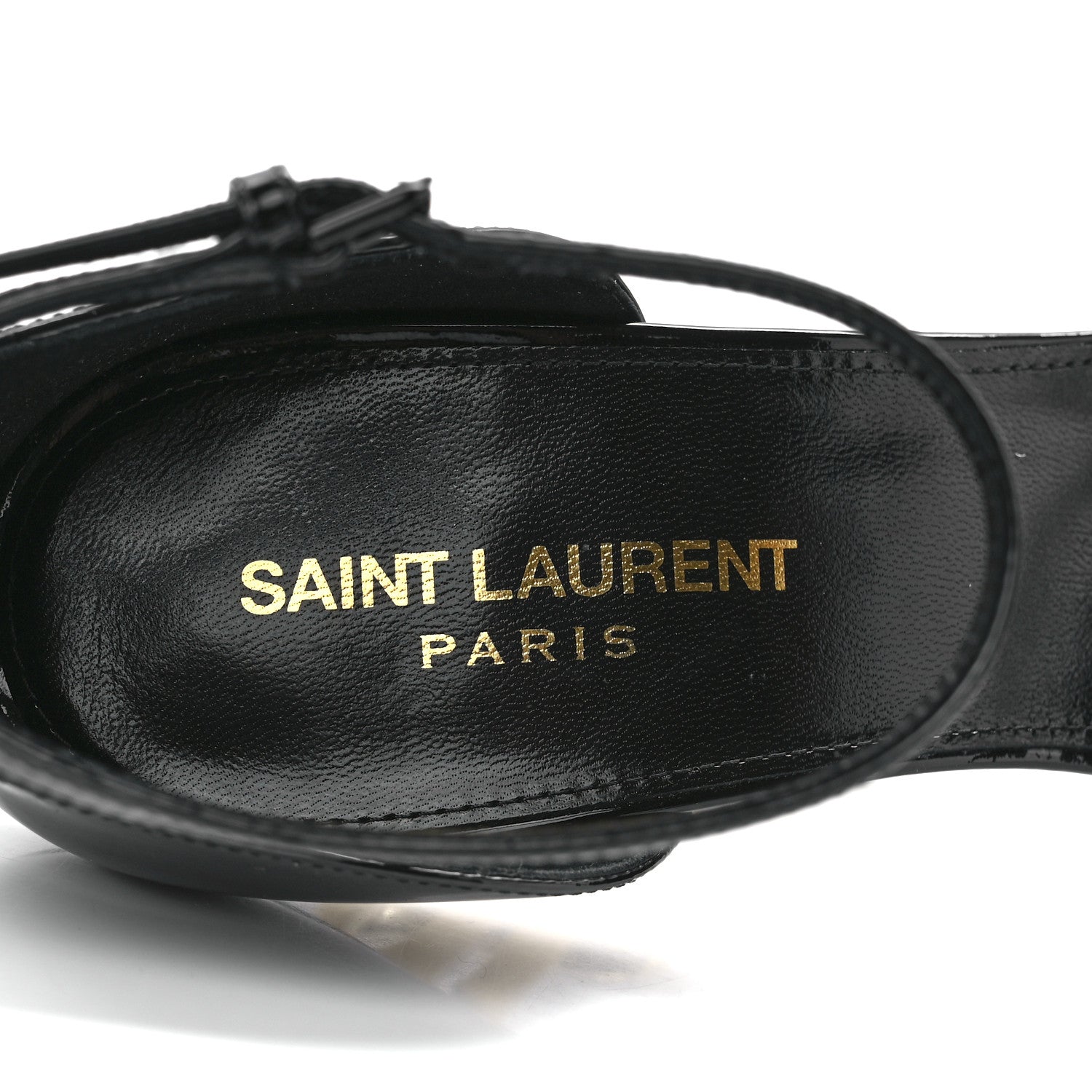 Saint Laurent Patent Calfskin Opyum 110 Sandals 38.5 Black Gold 7 of 8