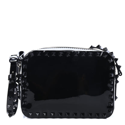 Valentino Garavani Patent Calfskin Rockstud Camera Crossbody Bag Black 1 of 4