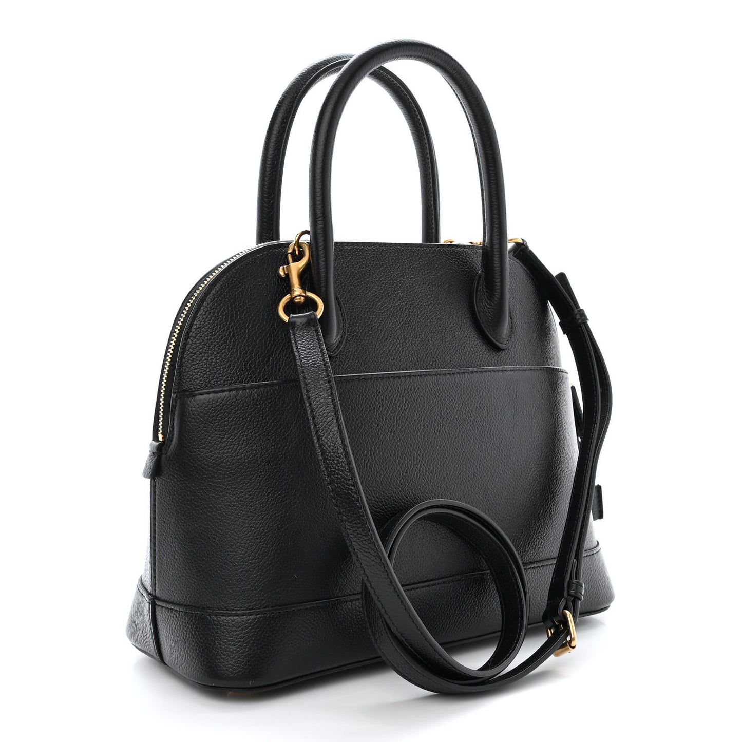 Grained Calfskin Logo S Ville Top Handle Bag Black White