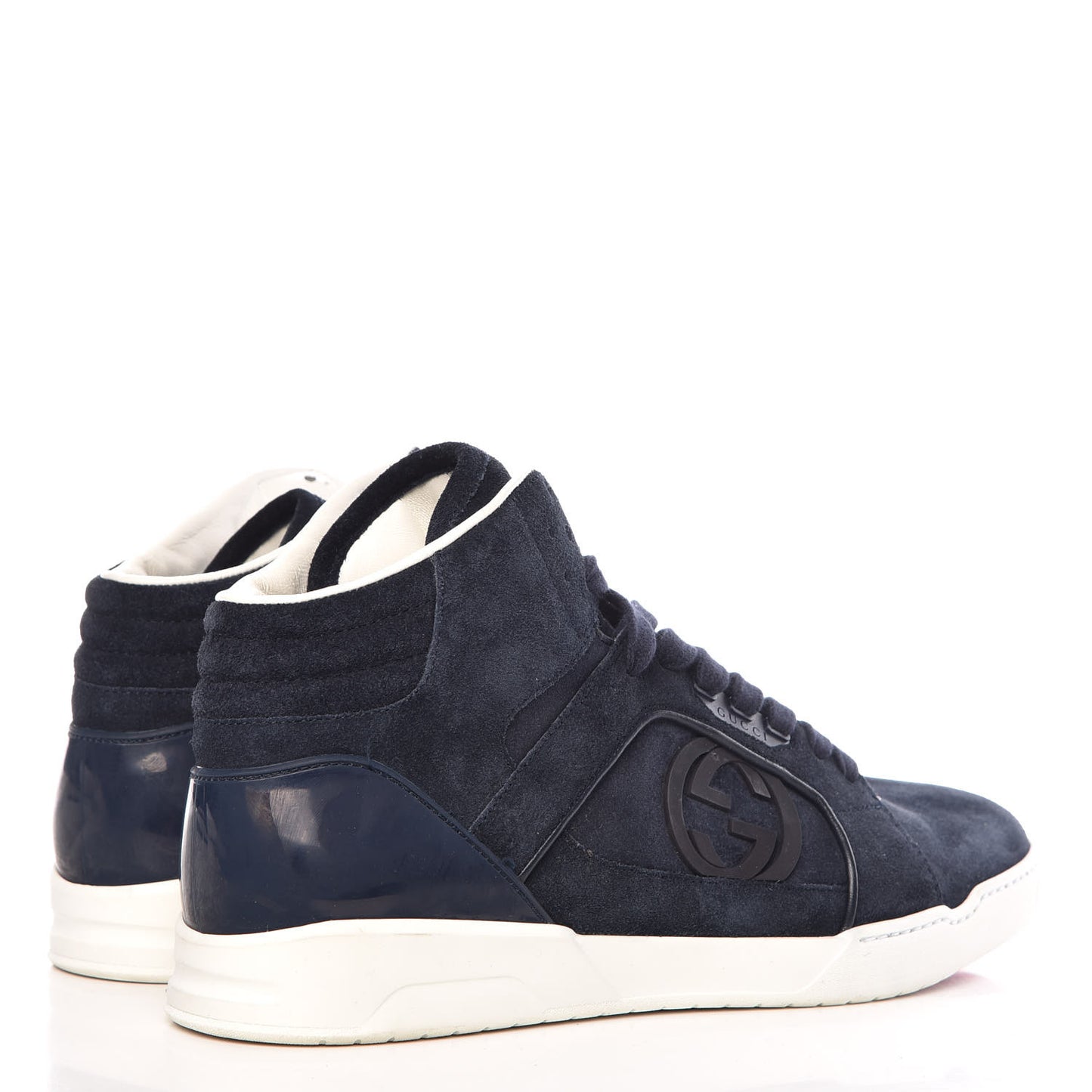 Suede Men's Interlocking G High Top Sneakers 10.5 Blue