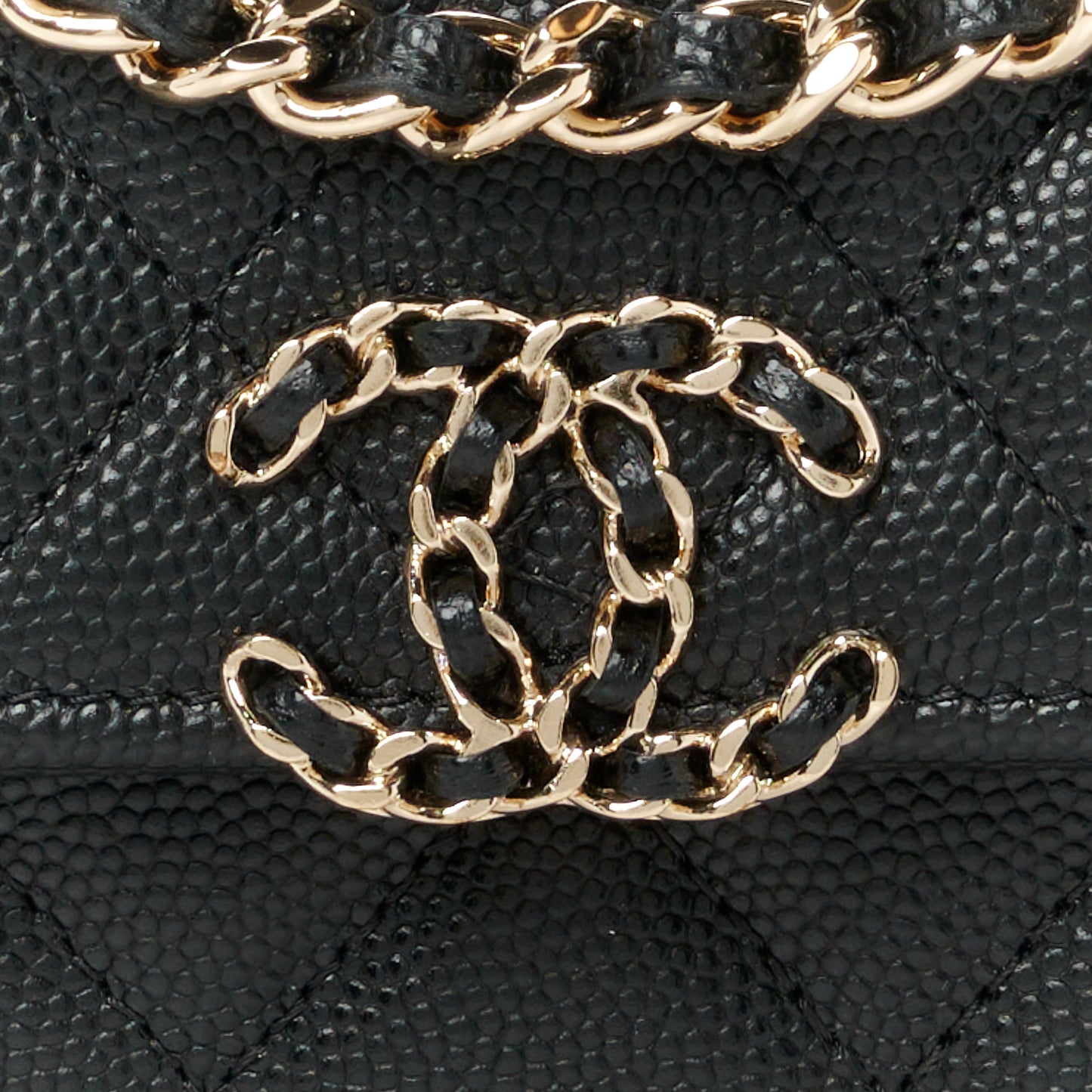 Caviar Quilted Chain Match Top Handle Phone Holder With Chain Black