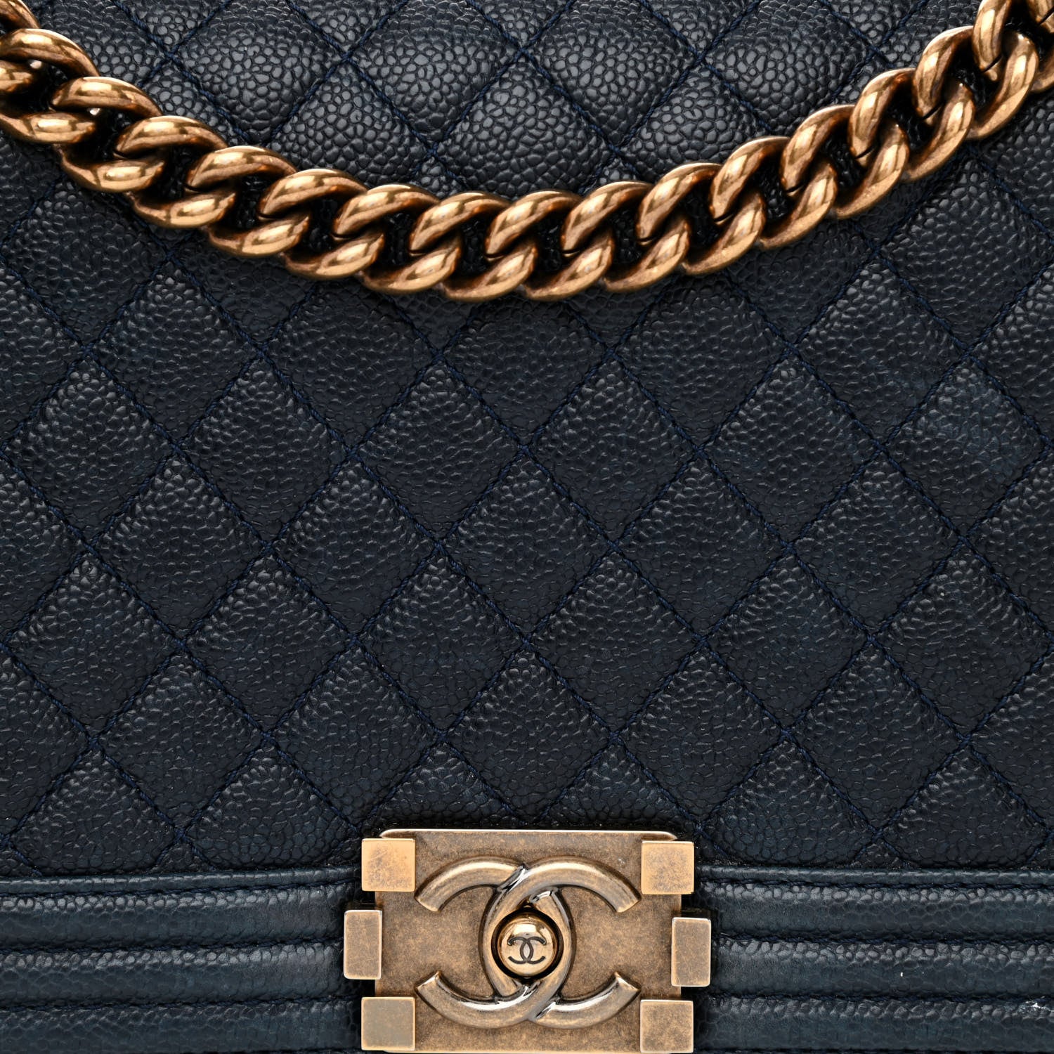 Chanel Caviar Quilted New Medium Boy Flap Dark Navy Blue 7 of 13