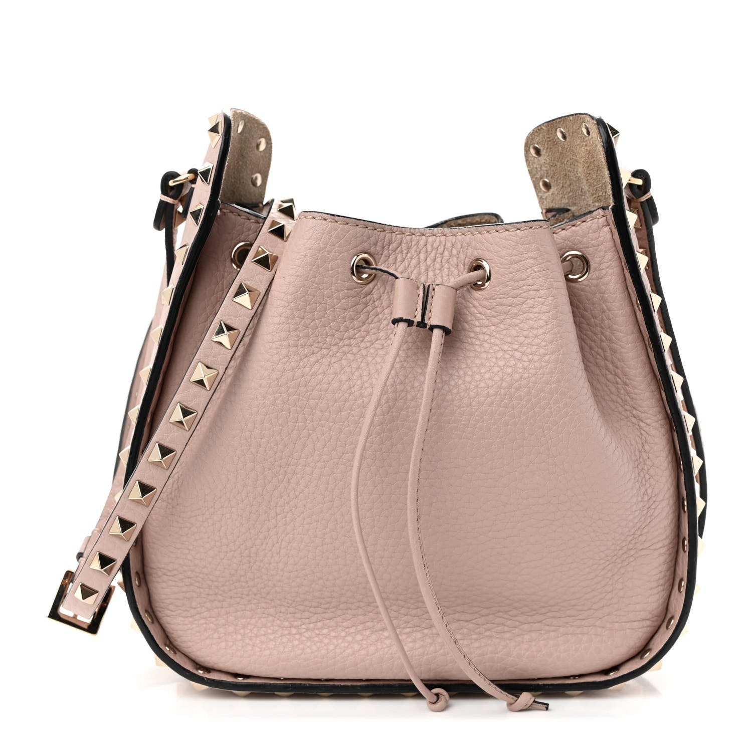 Valentino Garavani Grained Calfskin Rockstud Bucket Bag Poudre 1 of 10