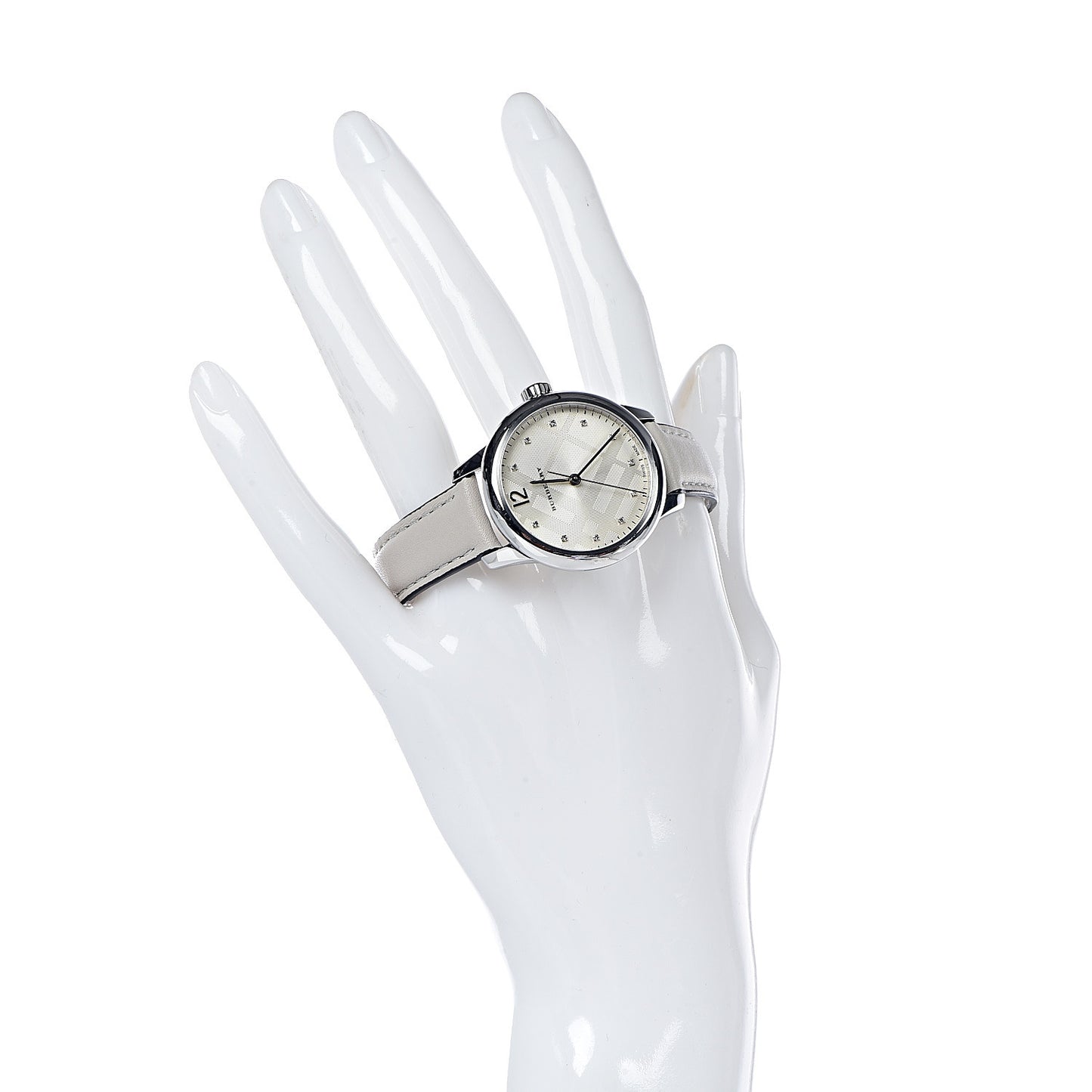 Stainless Steel Calfskin Diamond 32mm Classic Round Quartz Watch Taupe BU10105