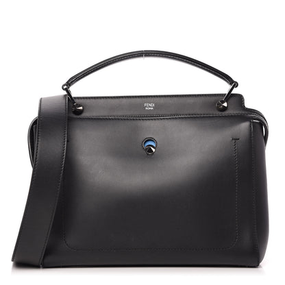 Fendi Vitello Baltico Dolce DotCom Satchel Black Blue Royal 1 of 10
