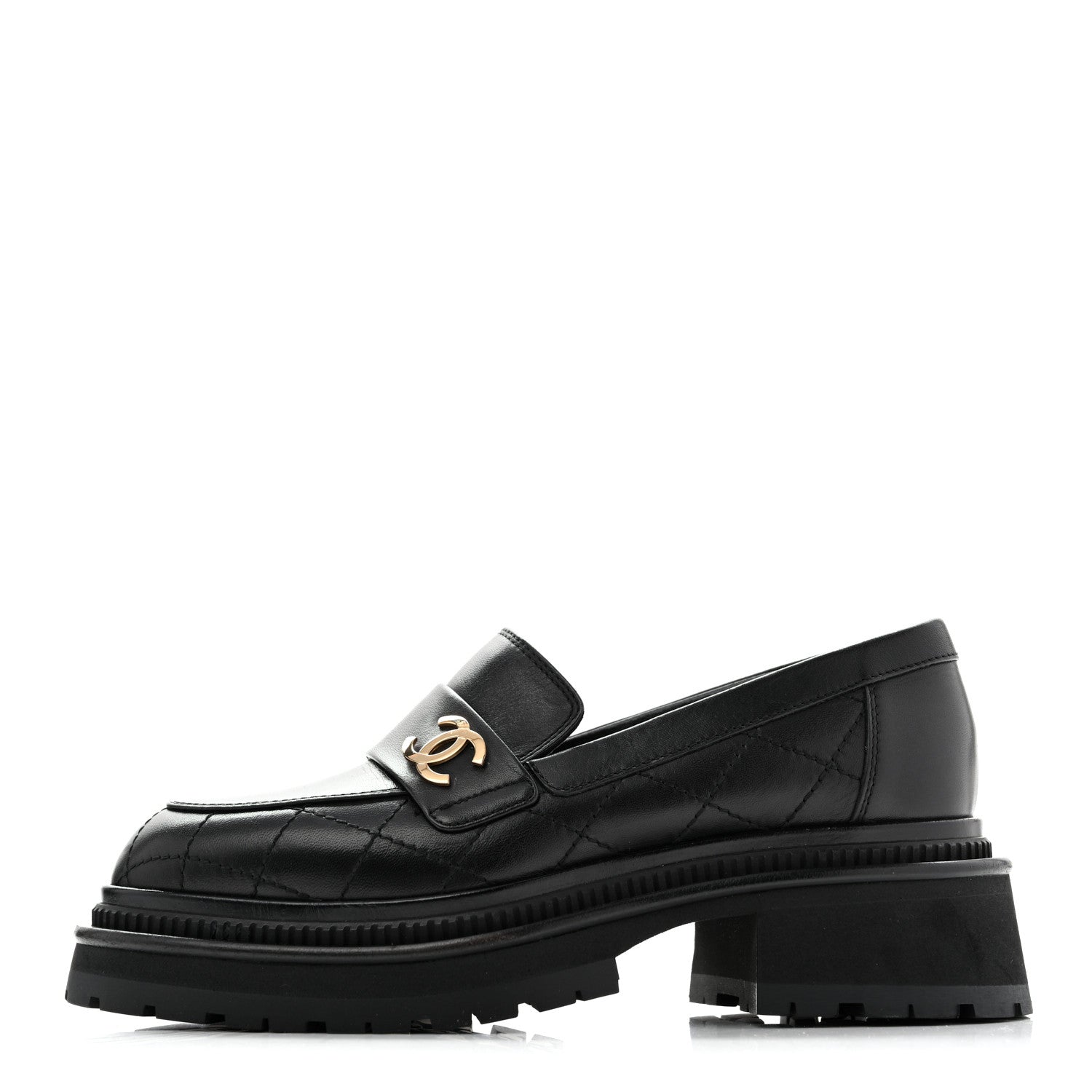 Chanel Calfskin Quilted CC Mocassin Loafers 35 Black 1 of 12