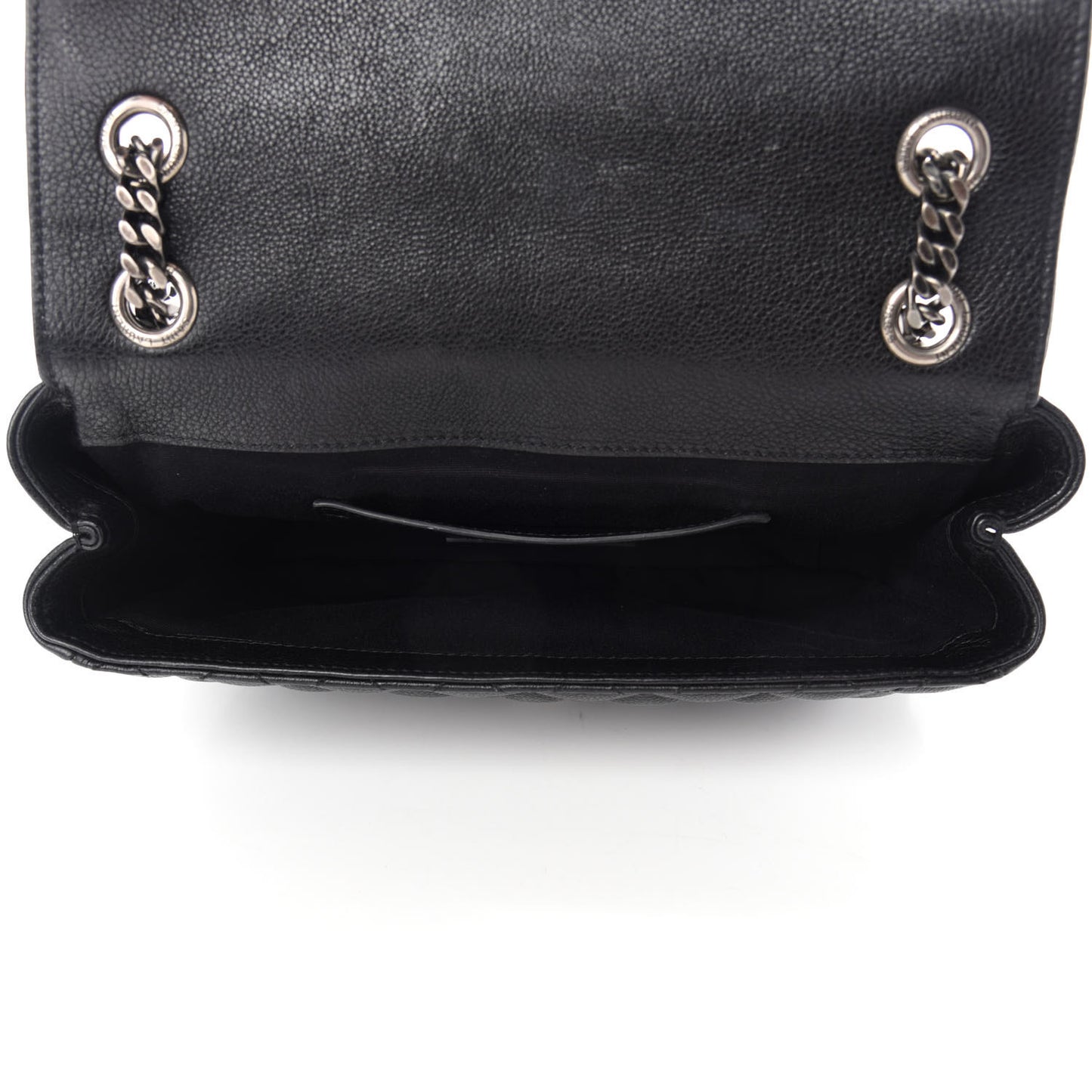 Grained Calfskin Tri-Quilt Monogram Medium College Bag Black