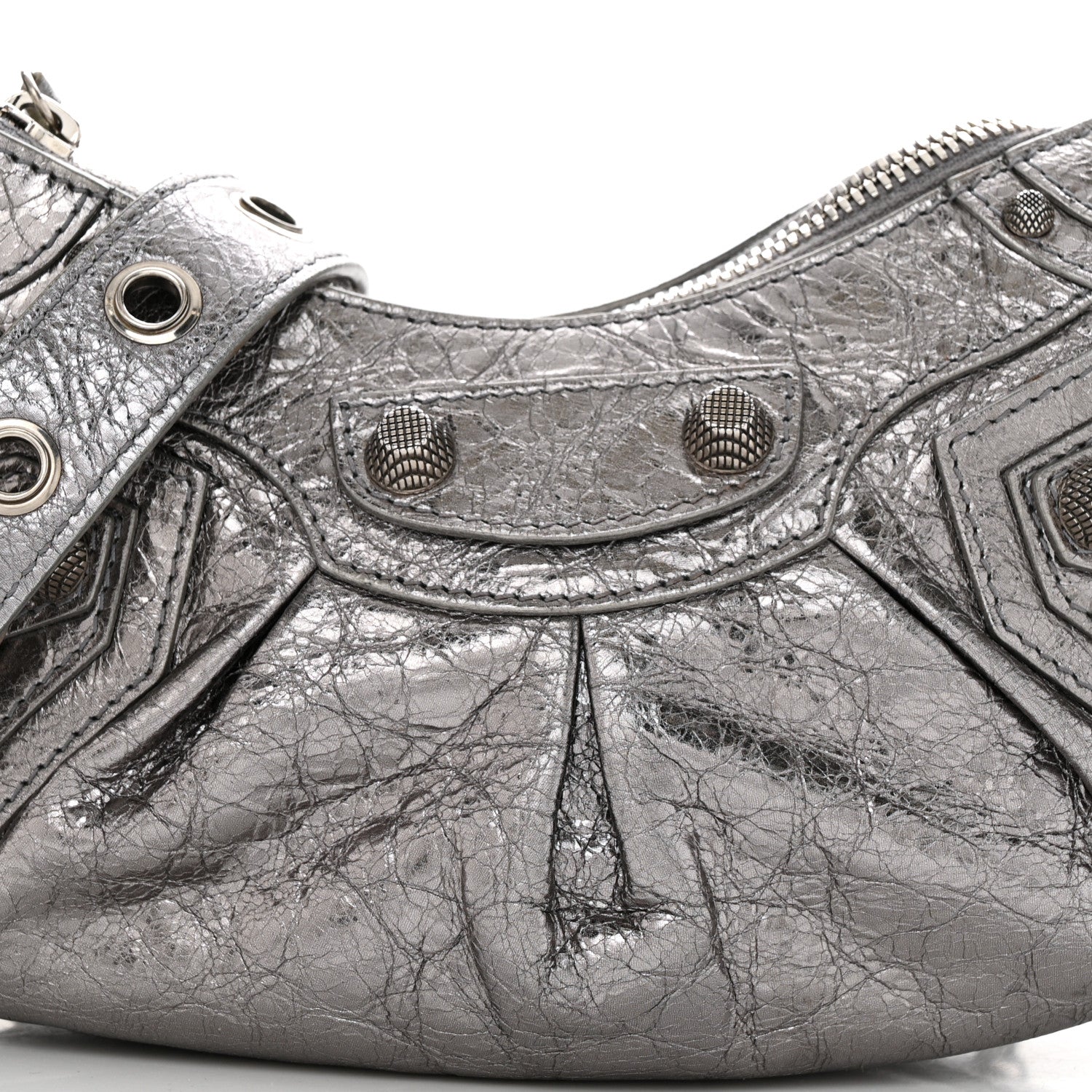 Balenciaga Metallic Agneau Arena Le Cagole Shoulder Bag XS Silver 9 of 11