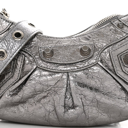 Balenciaga Metallic Agneau Arena Le Cagole Shoulder Bag XS Silver 9 of 11