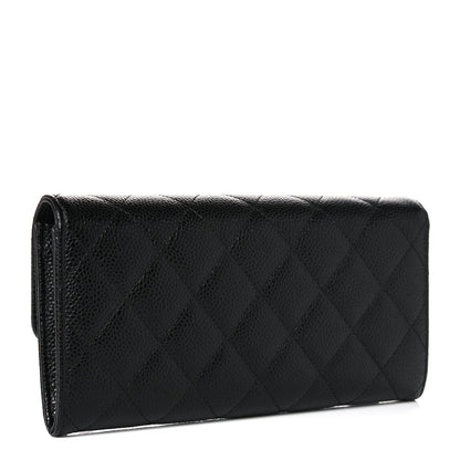 Chanel Caviar Quilted Large Gusset Flap Wallet Black 3 of 11