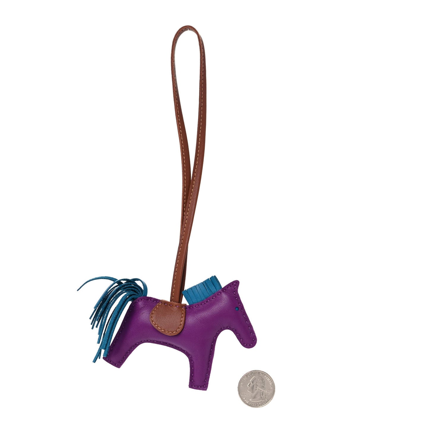 Milo Lambskin Grigri Rodeo Horse Bag Charm PM Anemone Bleu Izmir Fauve