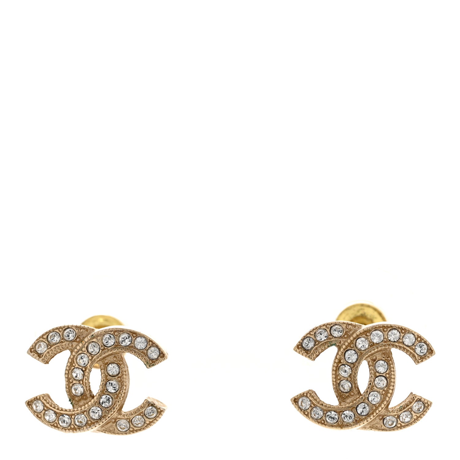 Chanel Crystal CC Earrings Gold 1 of 4