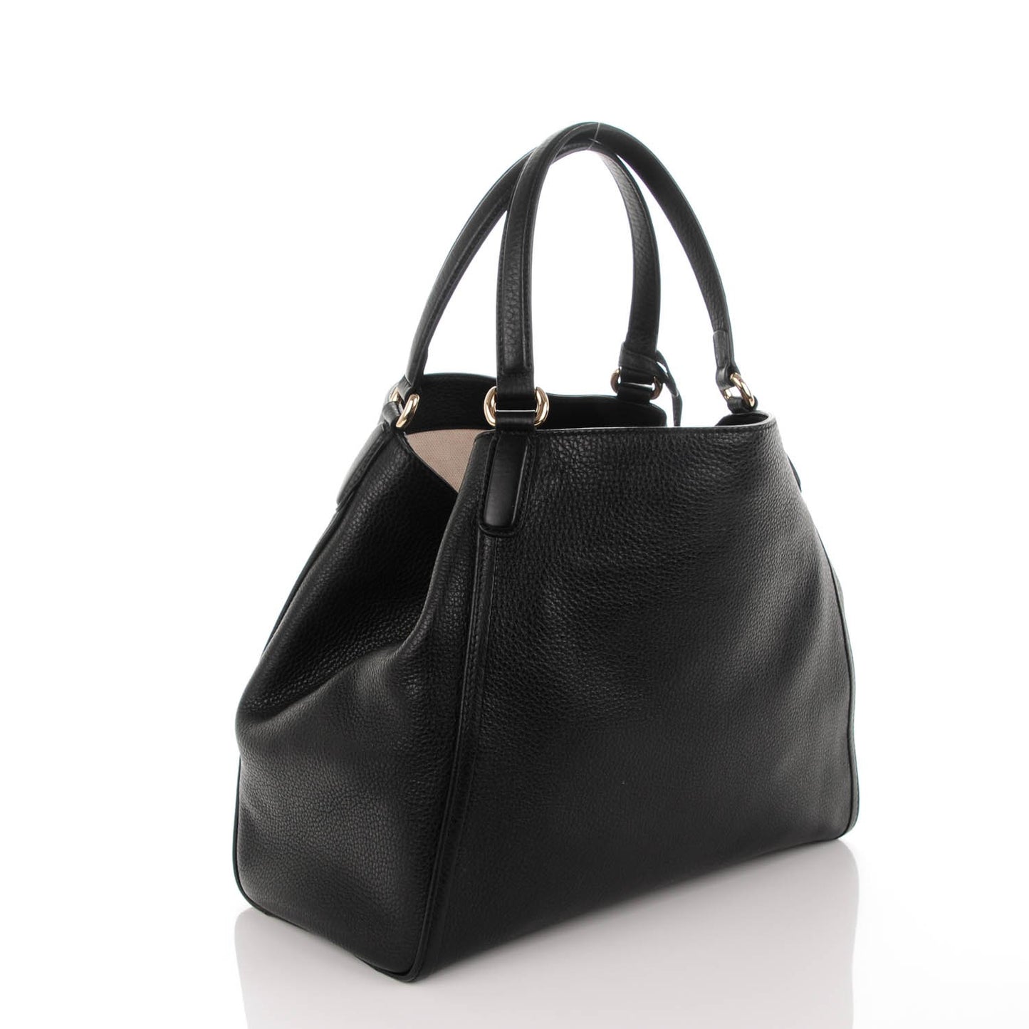 Pebbled Calfskin Medium Soho Shoulder Bag Black