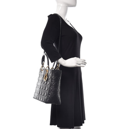 Christian Dior Lambskin Cannage Large Lady Dior Black 3 of 14