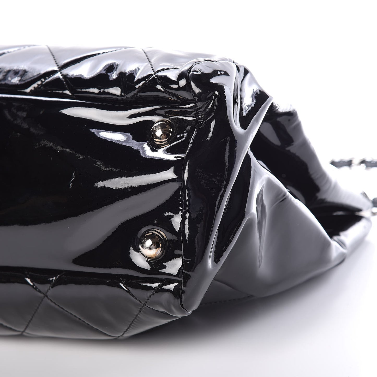 Patent Quilted Medium Cells Tote Black