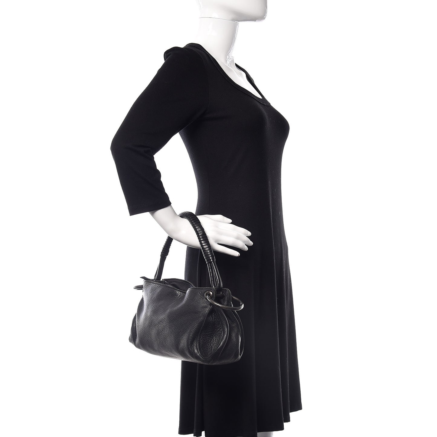 Cervo Deerskin Ring Shoulder Bag Black