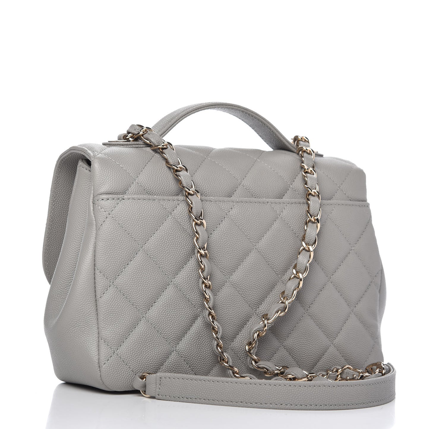 Caviar Quilted Small Business Affinity Flap Grey