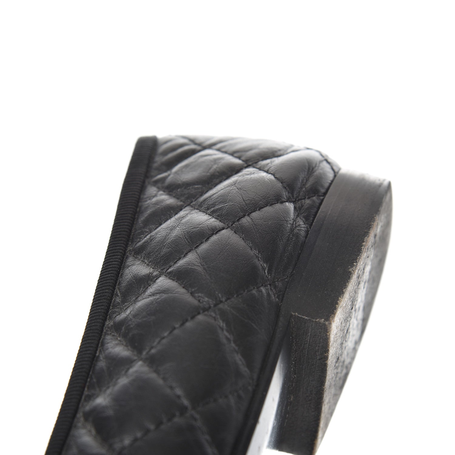 Chanel Aged Calfskin Quilted CC Cap Toe Ballerina Flats 38.5 Black 15 of 20