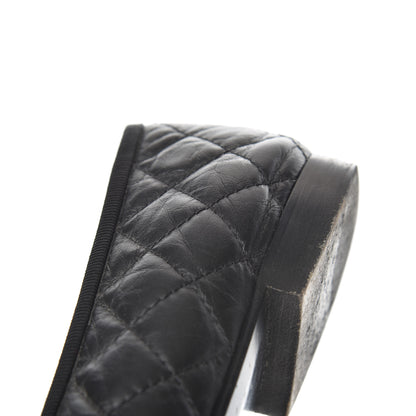 Chanel Aged Calfskin Quilted CC Cap Toe Ballerina Flats 38.5 Black 15 of 20