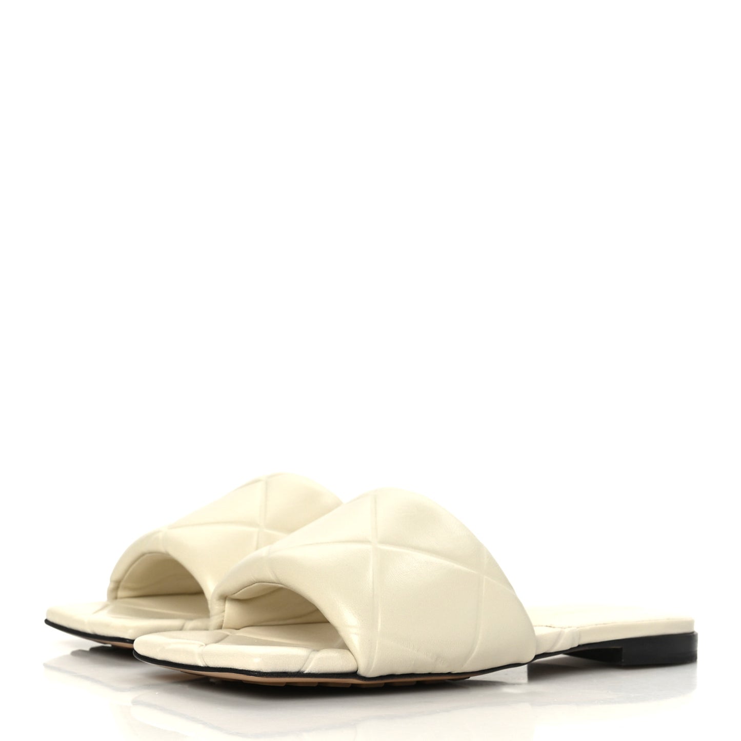 Nappa Quilted Rubber Lido Flat Sandals 37 Sea Salt