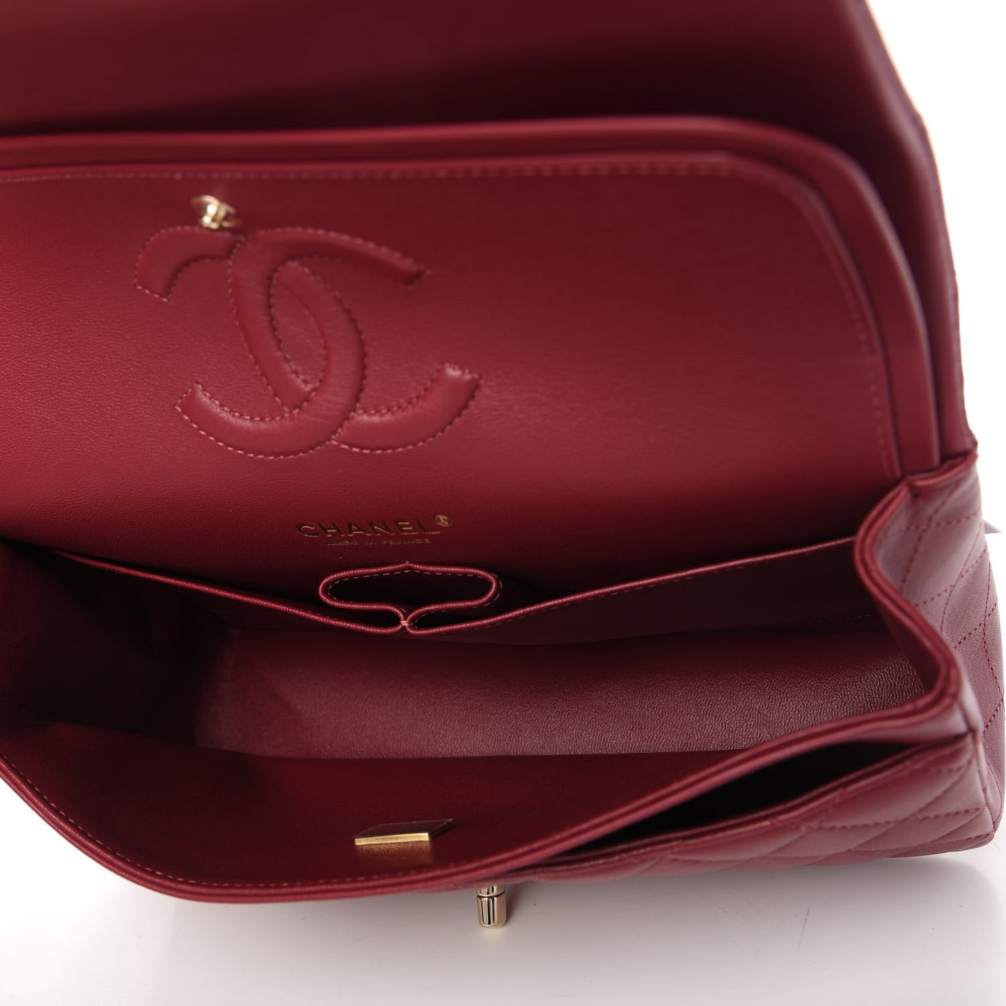 Lambskin Quilted Medium Double Flap Burgundy