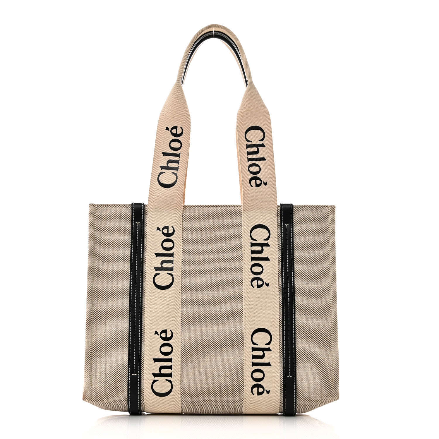 Chloe Cotton Calfskin Medium Woody Ribbon Tote White Blue 1 of 9