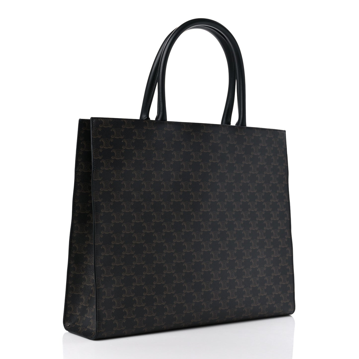 Triomphe Canvas Calfskin Horizontal Cabas Black