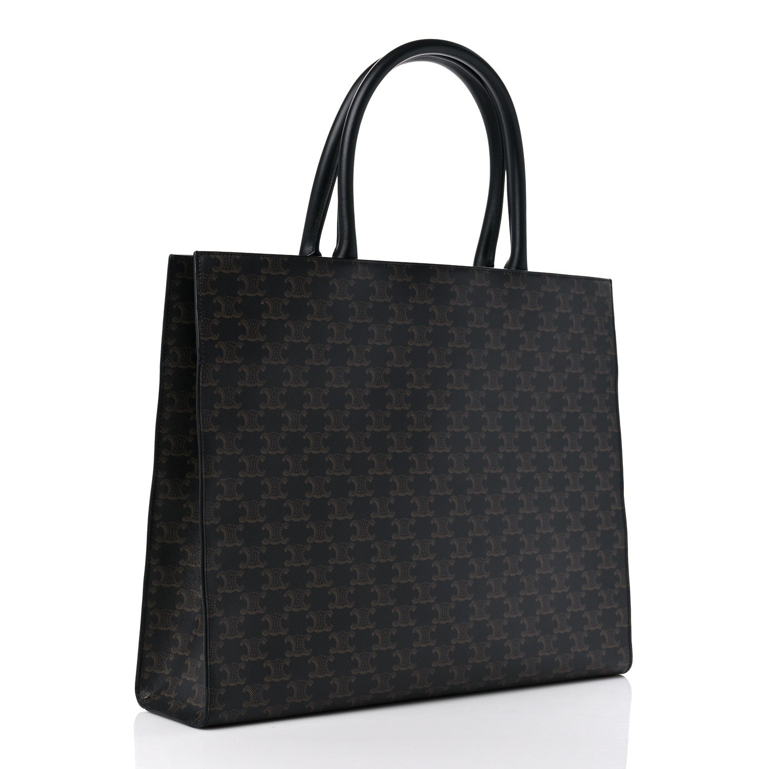 Celine Triomphe Canvas Calfskin Horizontal Cabas Black 3 of 10