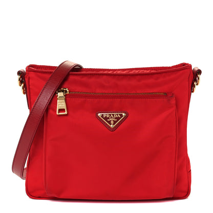 Prada Tessuto Nylon Saffiano Pocket Messenger Bag Red 1 of 10