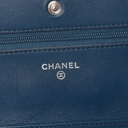 Chanel Patent Quilted Wallet On Chain WOC Blue 8 of 11