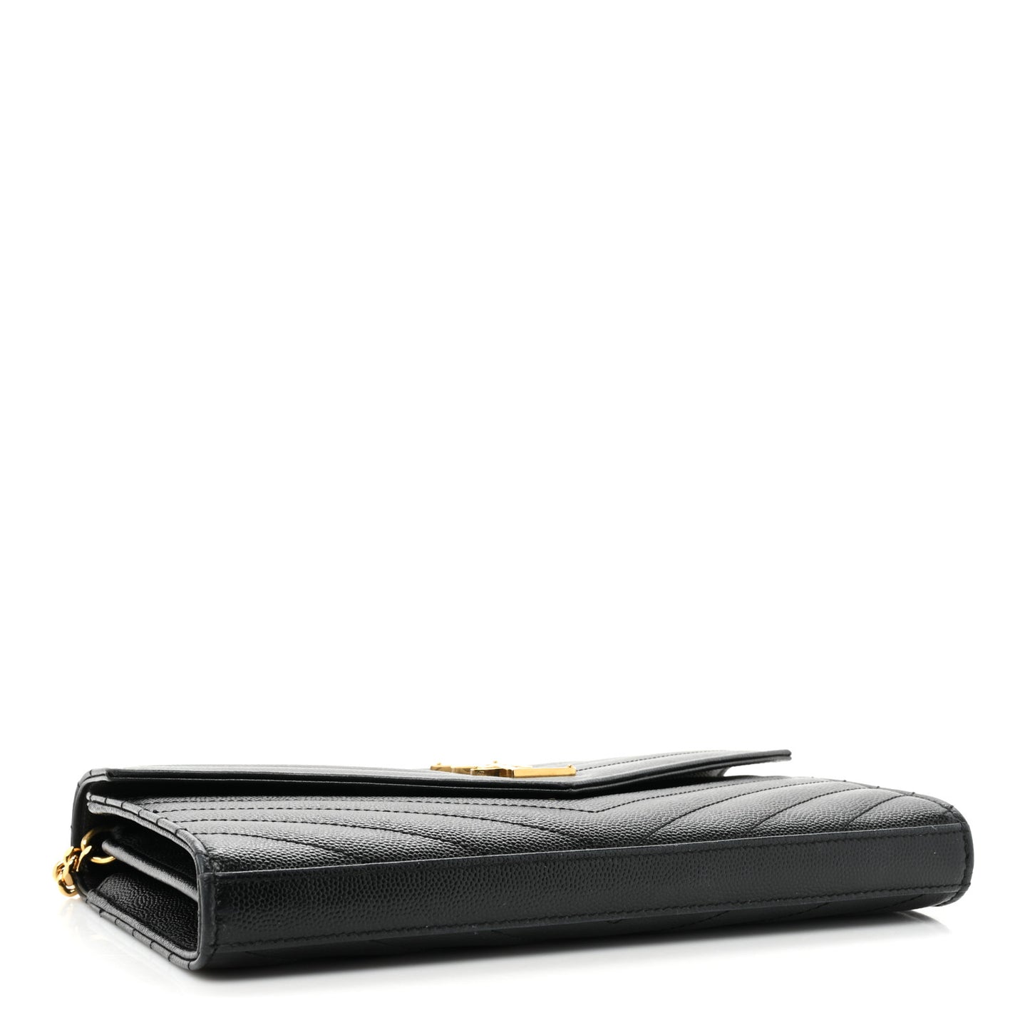 Grain De Poudre Matelasse Chevron Monogram Chain Wallet Black