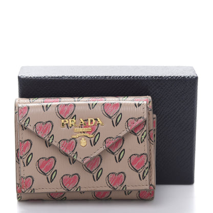Prada Vitello Move Love Print Envelope Tri-Fold Wallet Cipria 9 of 9