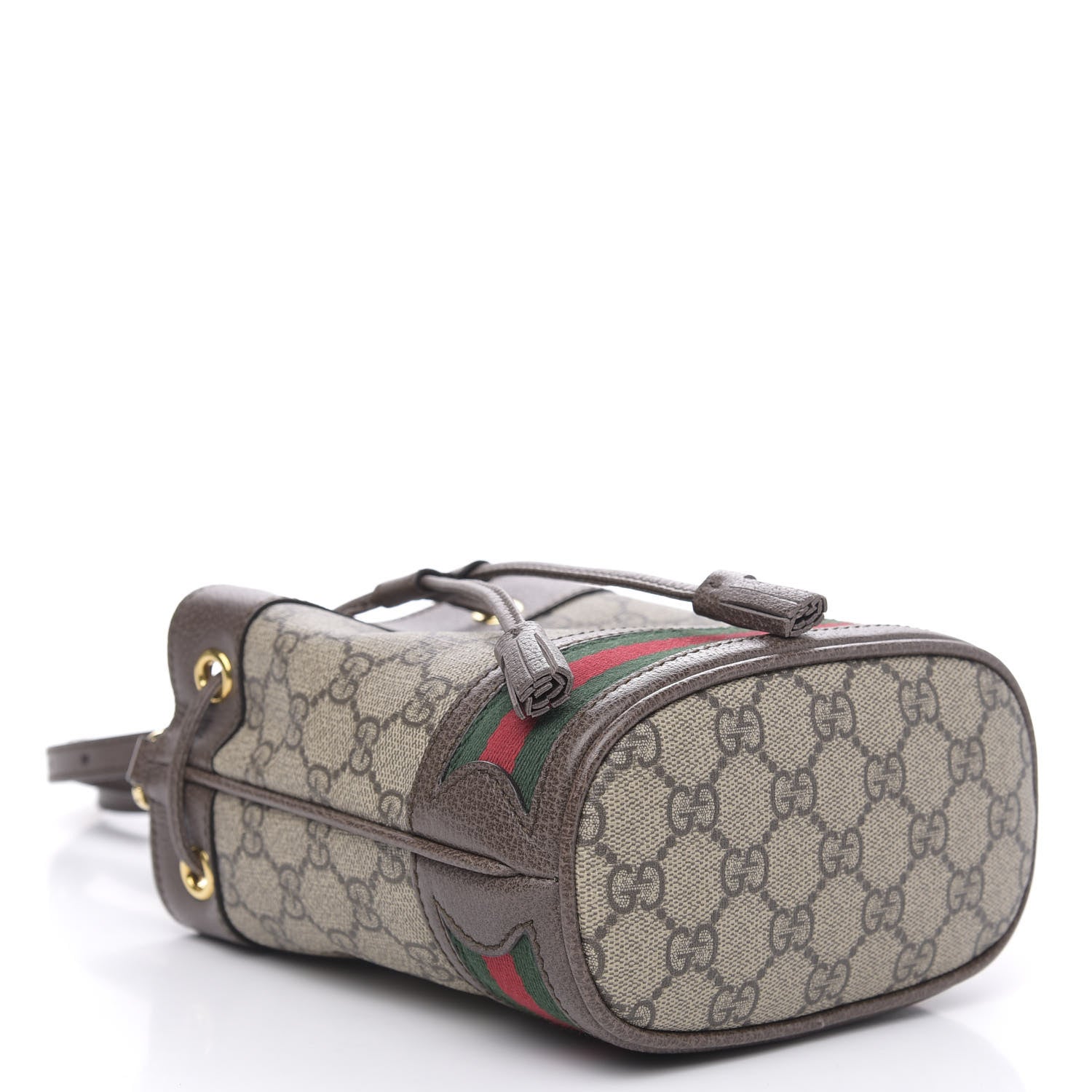 Gucci GG Supreme Monogram Web Mini Ophidia Bucket Bag Brown 4 of 10