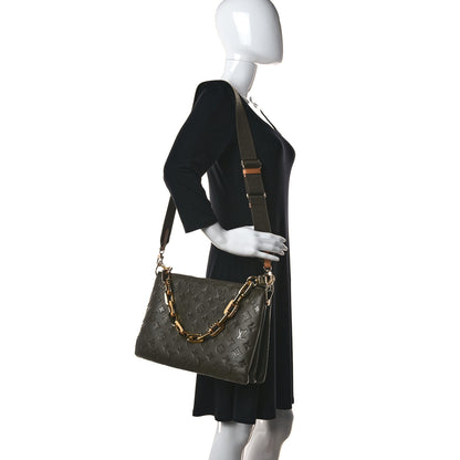 Louis Vuitton Lambskin Embossed Monogram Coussin MM Khaki 2 of 9