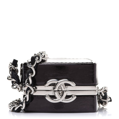 Chanel Patent Goatskin Quilted Clutch With Chain Black 1 of 9