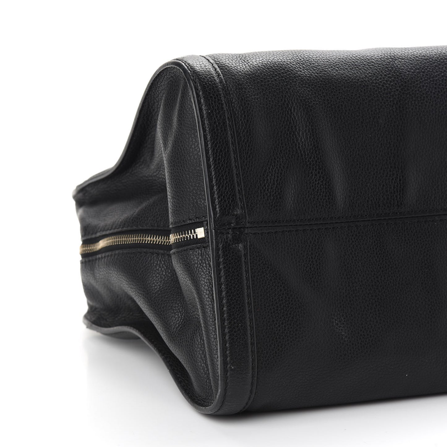 Pebbled Calfskin Large Skull Padlock Zip Around Tote Black