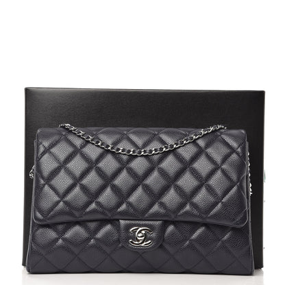 Chanel Caviar Clutch with Chain Flap Navy Blue 8 of 8