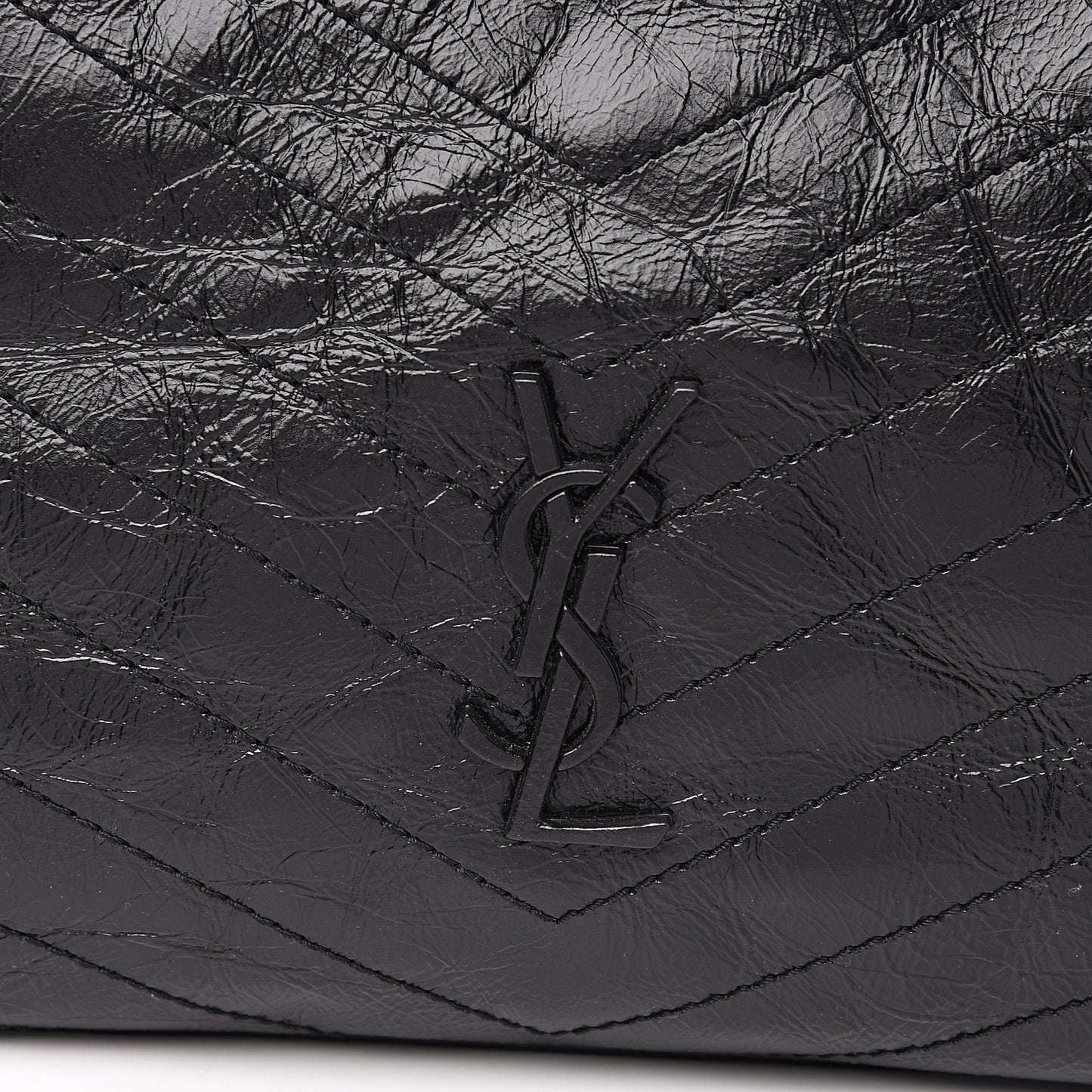 Crinkled Calfskin Matelasse Monogram Niki Shoulder Bag Black