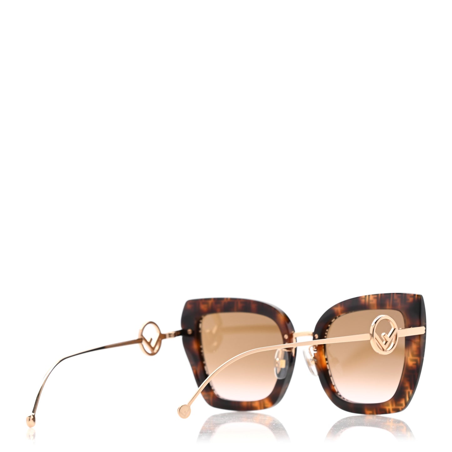 Acetate Metal F is Fendi FF Square Cat Eye Sunglasses FF 0424/F/S Havana