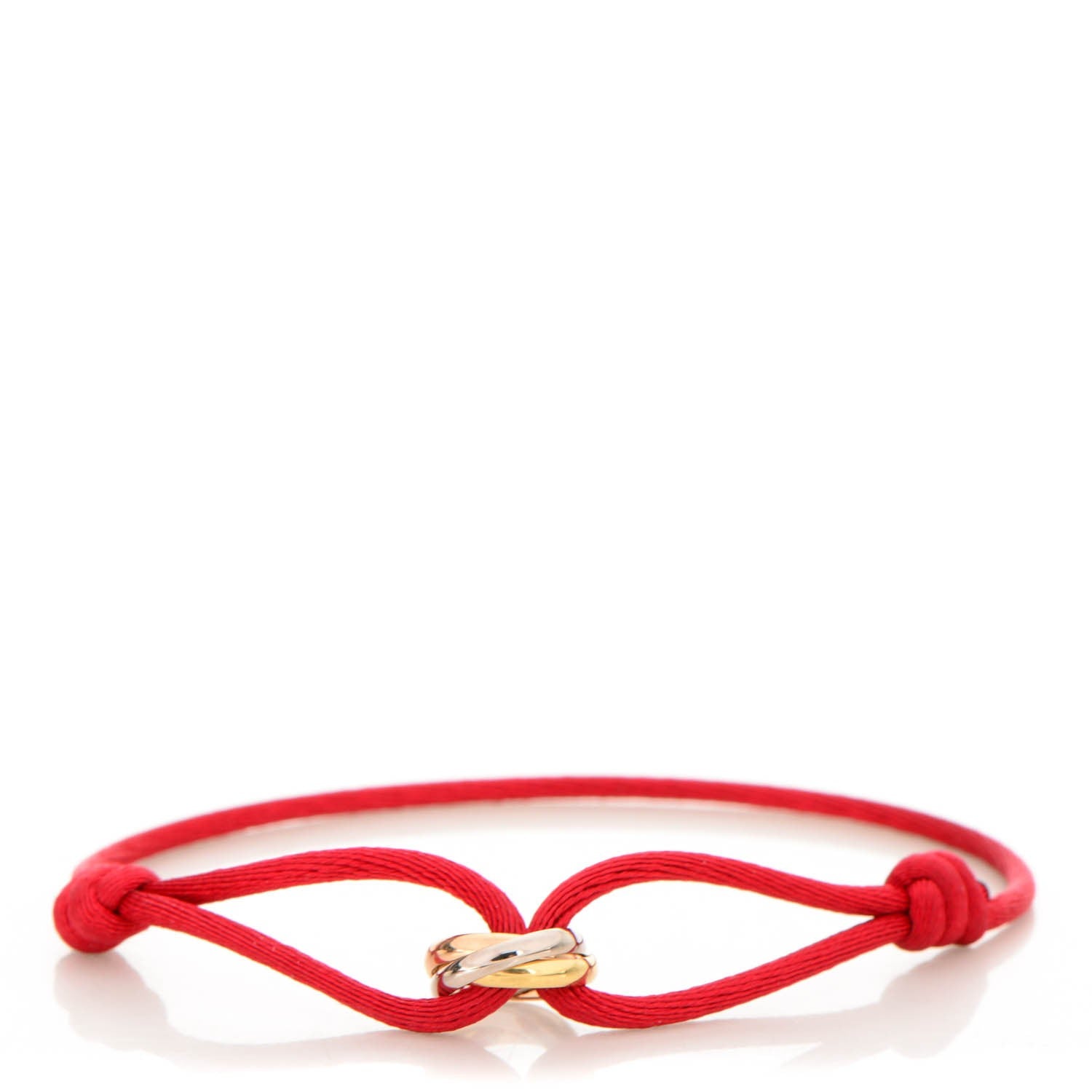 Cartier 18K Pink Yellow White Gold Trinity Cord Bracelet Red 1 of 7