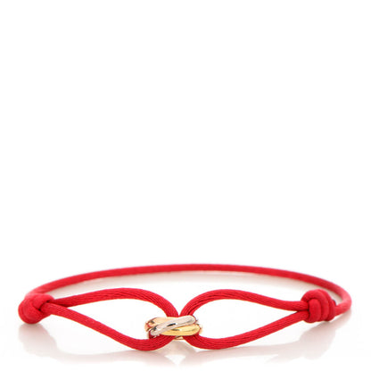 Cartier 18K Pink Yellow White Gold Trinity Cord Bracelet Red 1 of 7