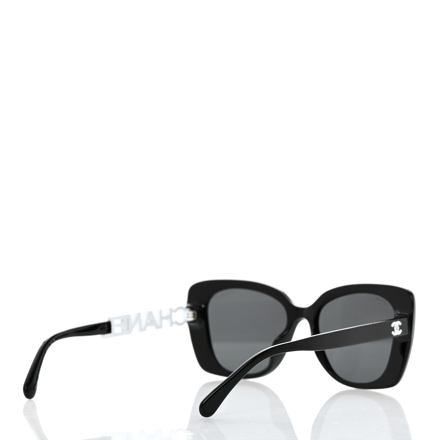 Acetate Strass Polarized Square Sunglasses 5422-B-A Black White
