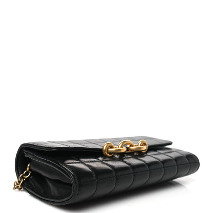 Saint Laurent Lambskin Carre Quilted Le Maillon Wallet On Chain Black 4 of 10